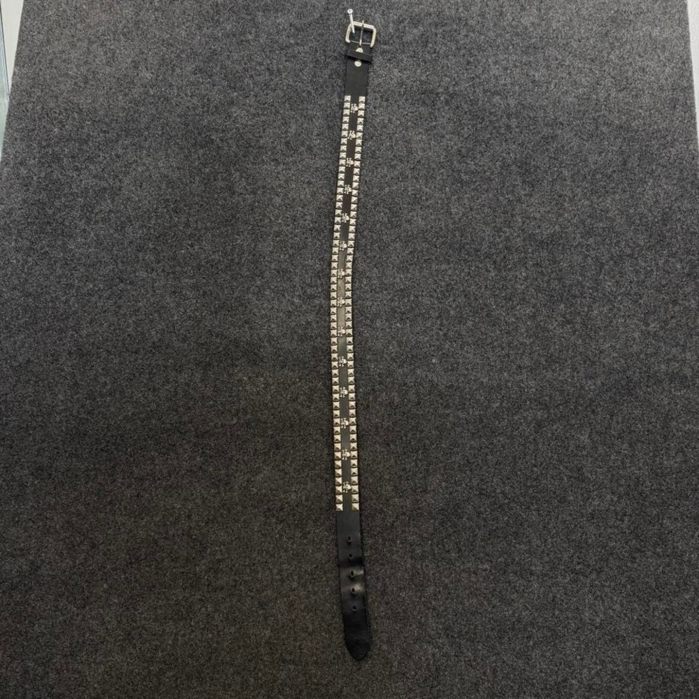 Hot Topic Black Genuine Leather Studded Skull Belt Punk 36 Waist